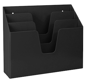 Acrimet Horizontal Triple File Folder Organizer Solid Black Color