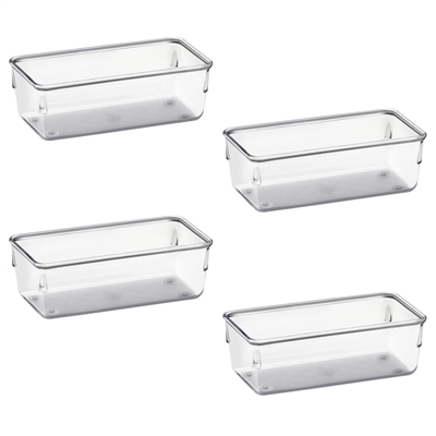 Acrimet Desk Drawer Organizer Box Tray Storage Bins Modular Divider for Home, Kitchen, Office and Storage (Clear Crystal Plastic) (7 Pack - 4 Sizes)